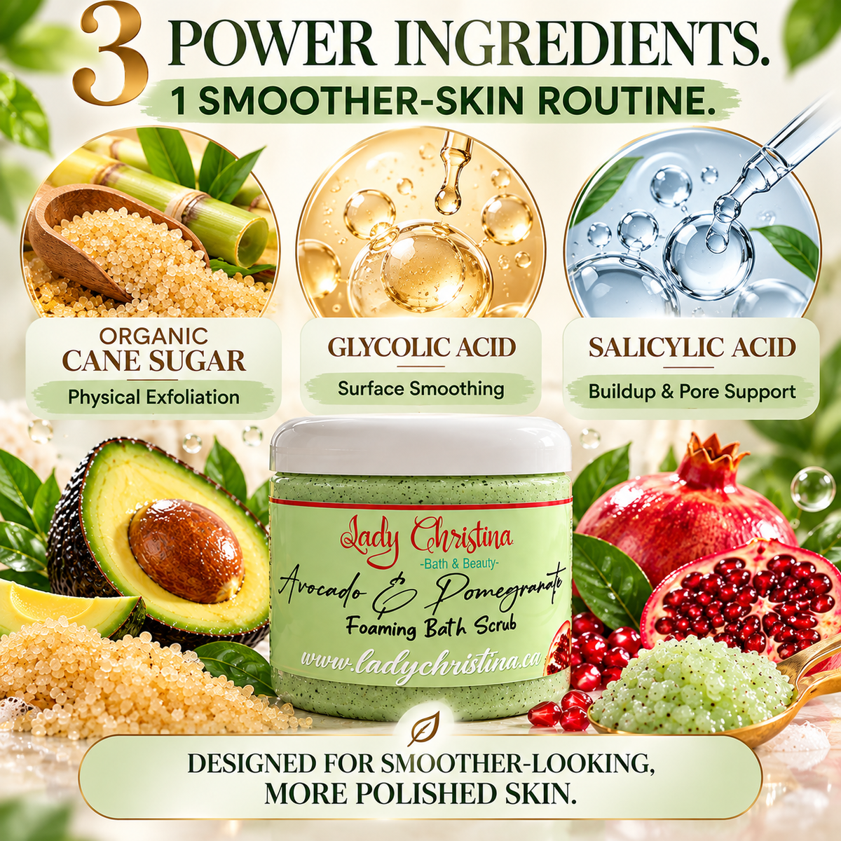 Avocado & Pomegranate Foaming Body Scrub