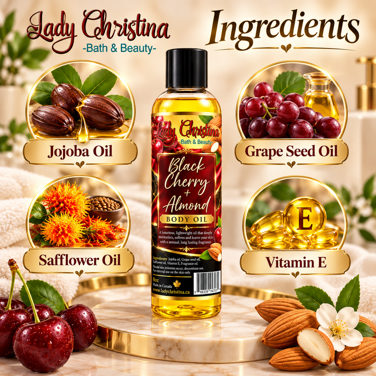 Black Cherry & Almond Body Oil