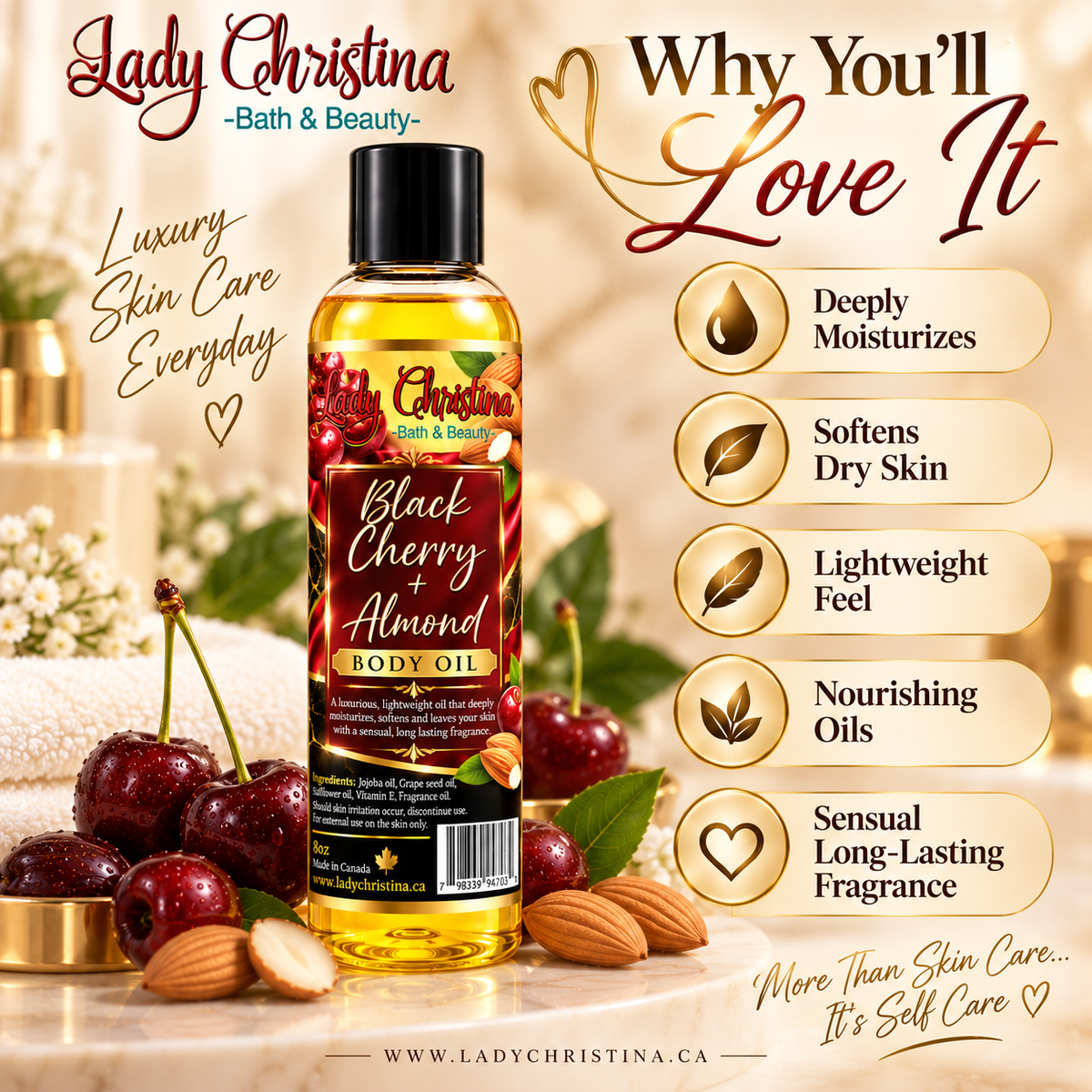Black Cherry & Almond Body Oil