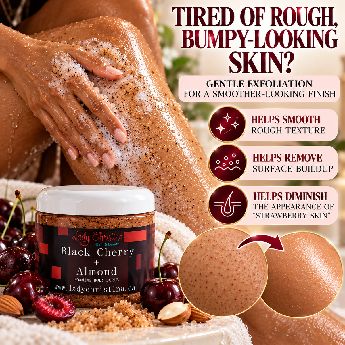 Black Cherry and Almond Foaming Body Scrub
