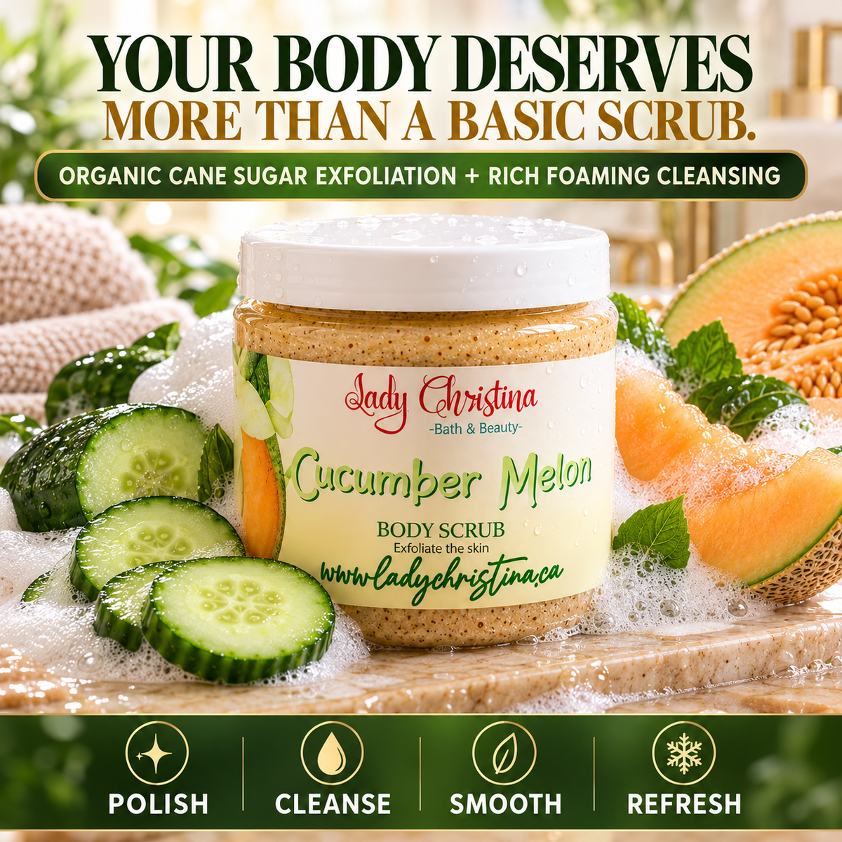 Cucumber & Melon Foaming Body Scrub