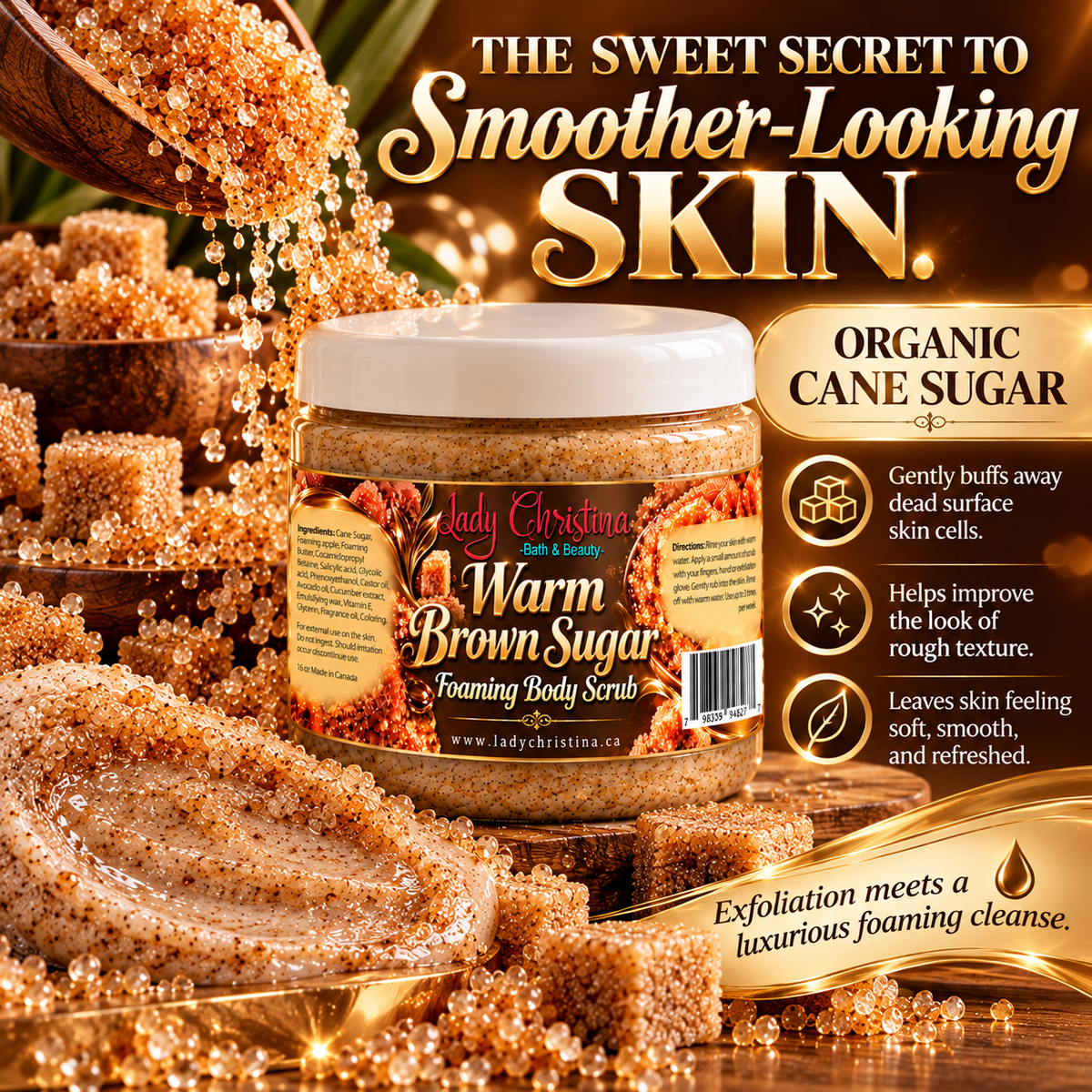 Warm Brown Sugar foaming body scrub