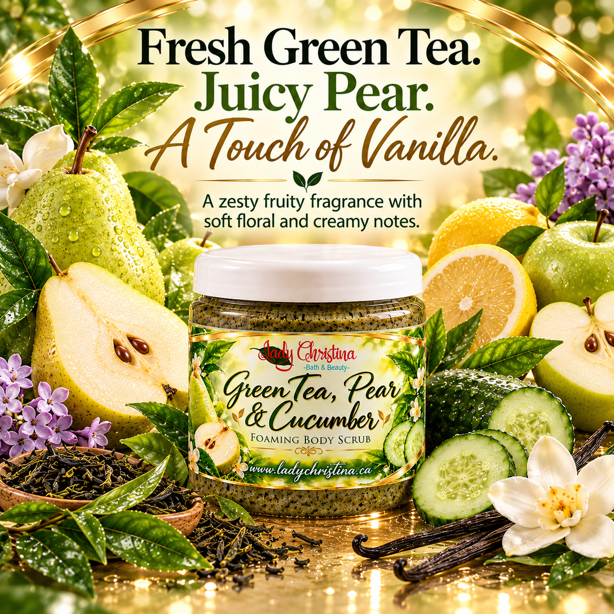 Green Tea, Pear & Cucumber Foaming Body Scrub