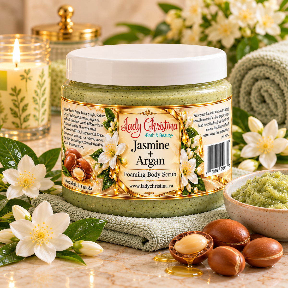 Jasmine & Argan Foaming Body Scrub