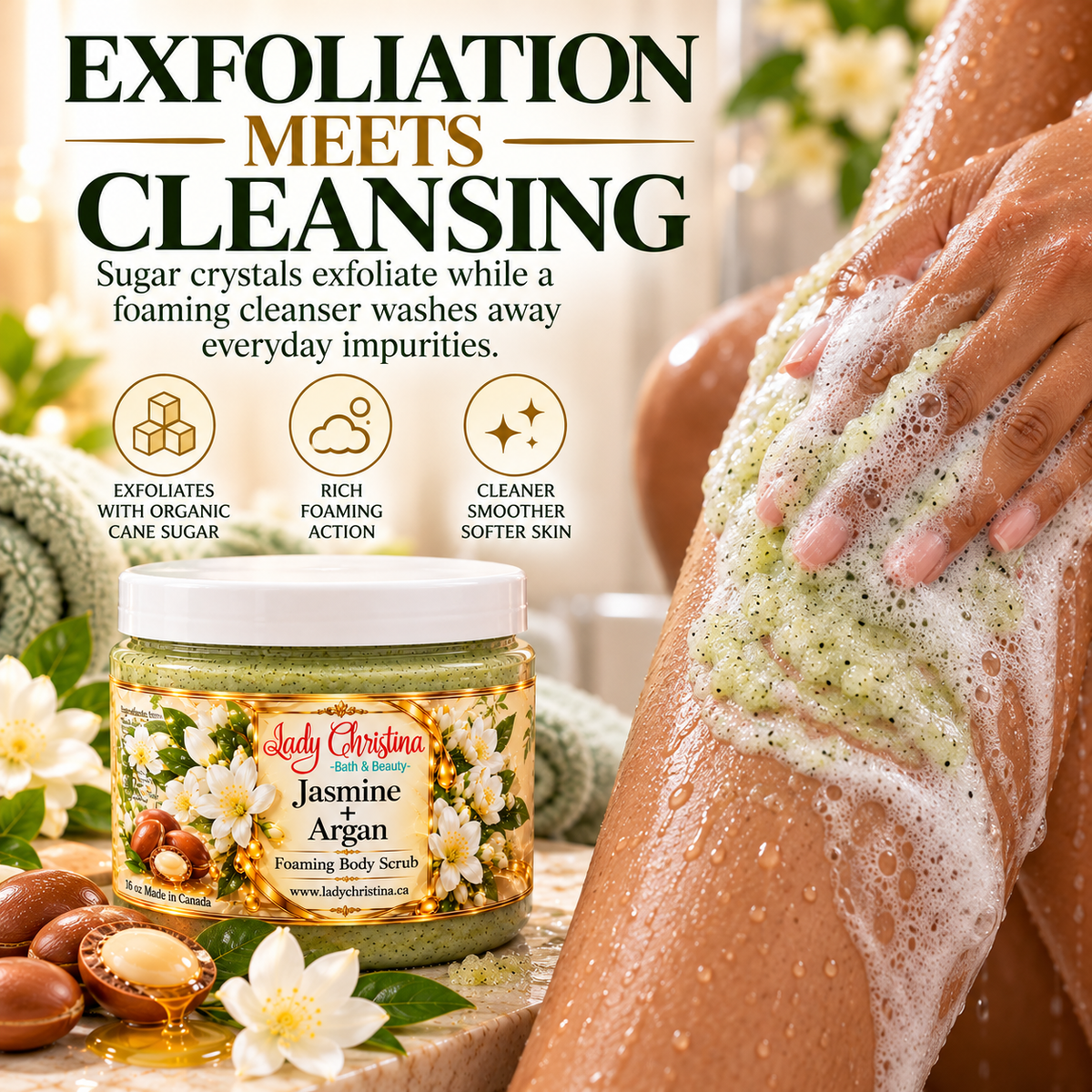 Jasmine & Argan Foaming Body Scrub
