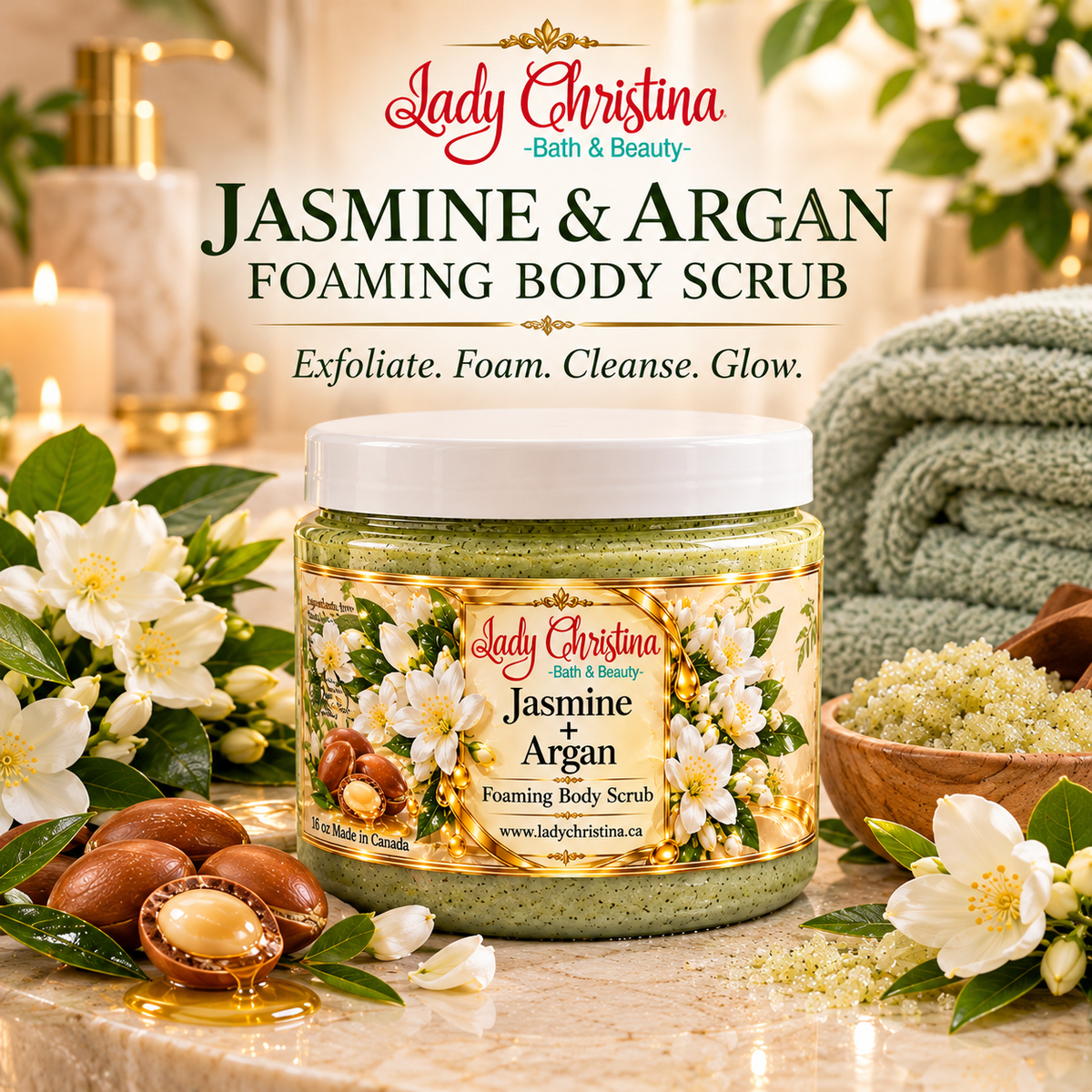 Jasmine & Argan Foaming Body Scrub