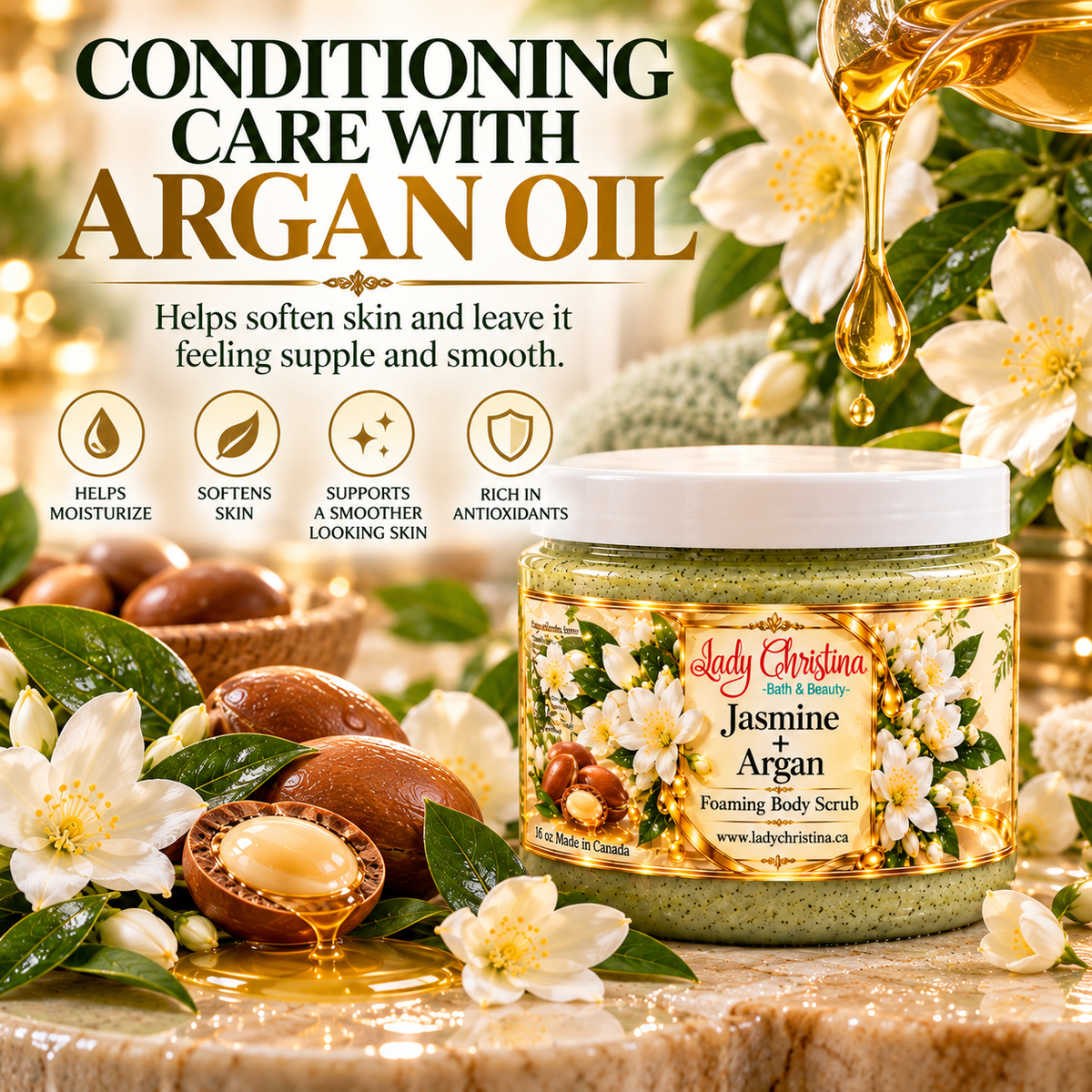Jasmine & Argan Foaming Body Scrub