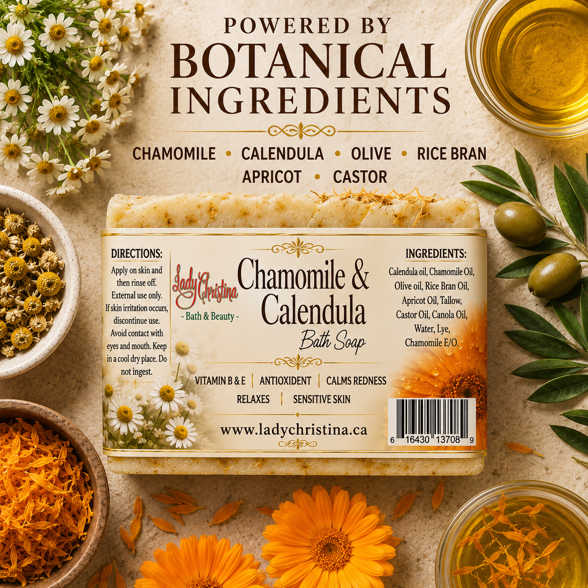 Chamomile & Calendula Botanical Bath Soap - photo 3