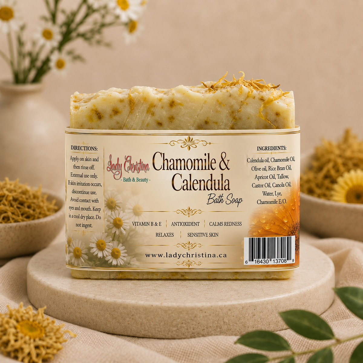 Chamomile & Calendula Botanical Bath Soap - Lady Christina Bath & Beauty