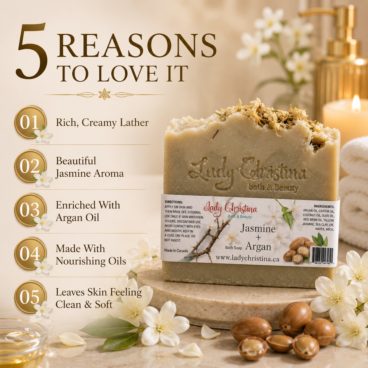 Jasmine & Argan Soap Bar - photo 5
