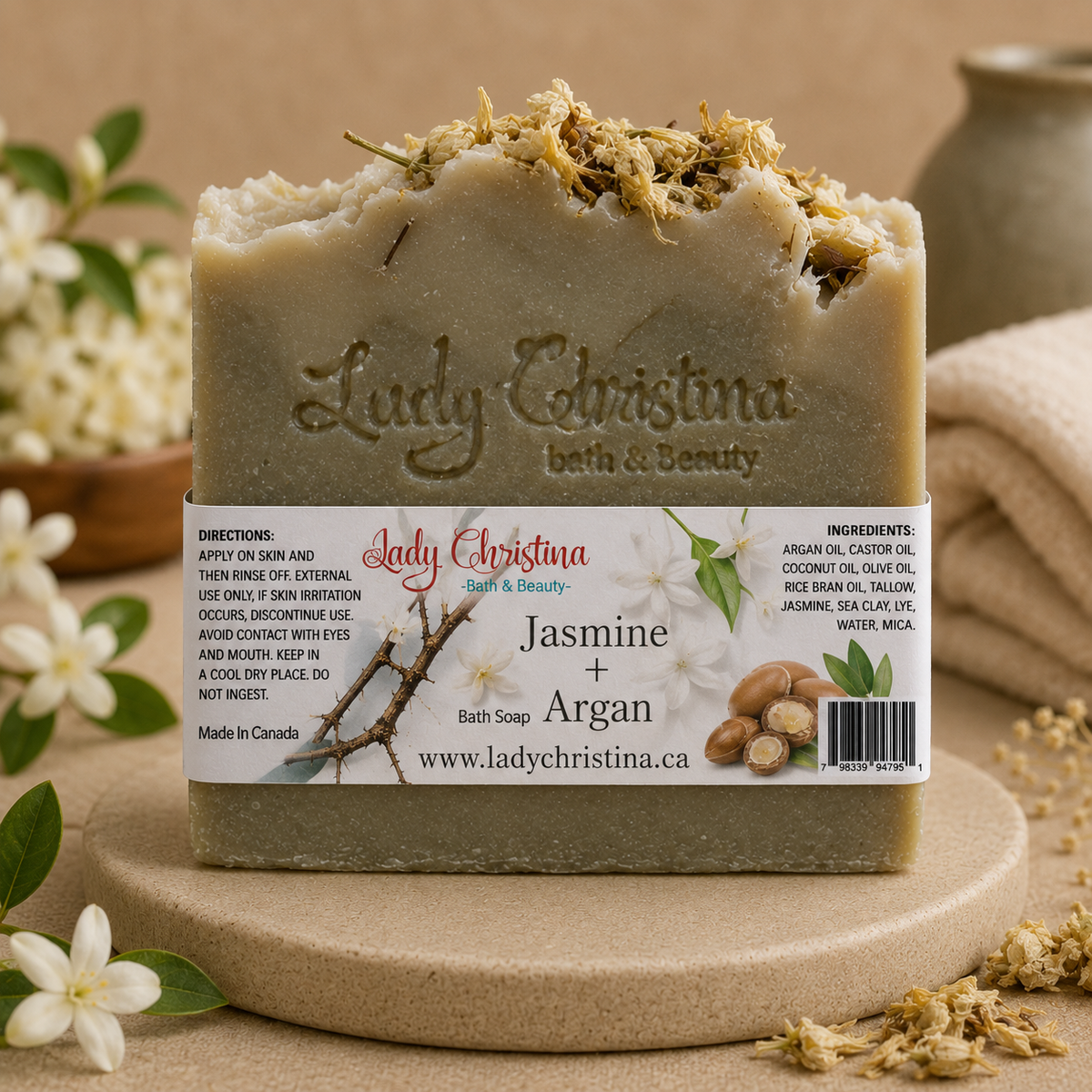 Jasmine & Argan Soap Bar - Lady Christina Bath & Beauty