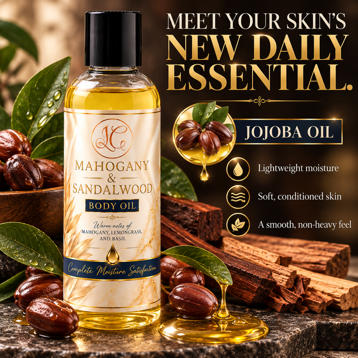 Mahogany & Sandalwood Body Oil - For Him