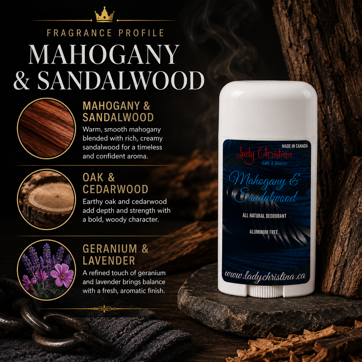Mahogany & Sandalwood Deodorant- For Him - photo 6