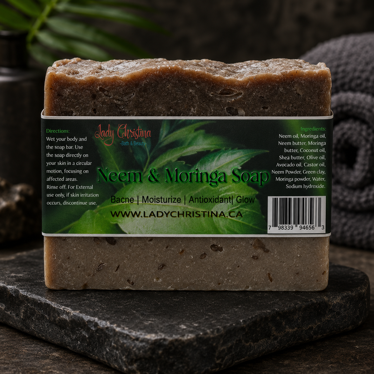 Neem & Moringa Soap Bar - Lady Christina Bath & Beauty