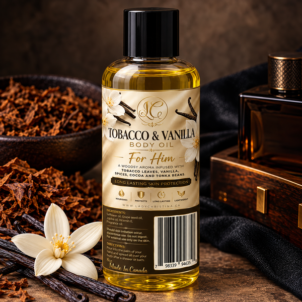 Tobacco & Vanilla Body Oil - For Him - Lady Christina Bath & Beauty