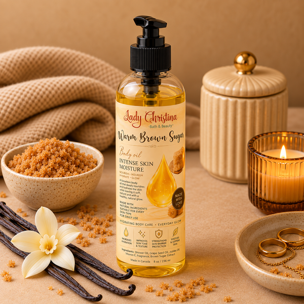 Warm Brown Sugar Body Oil - Lady Christina Bath & Beauty
